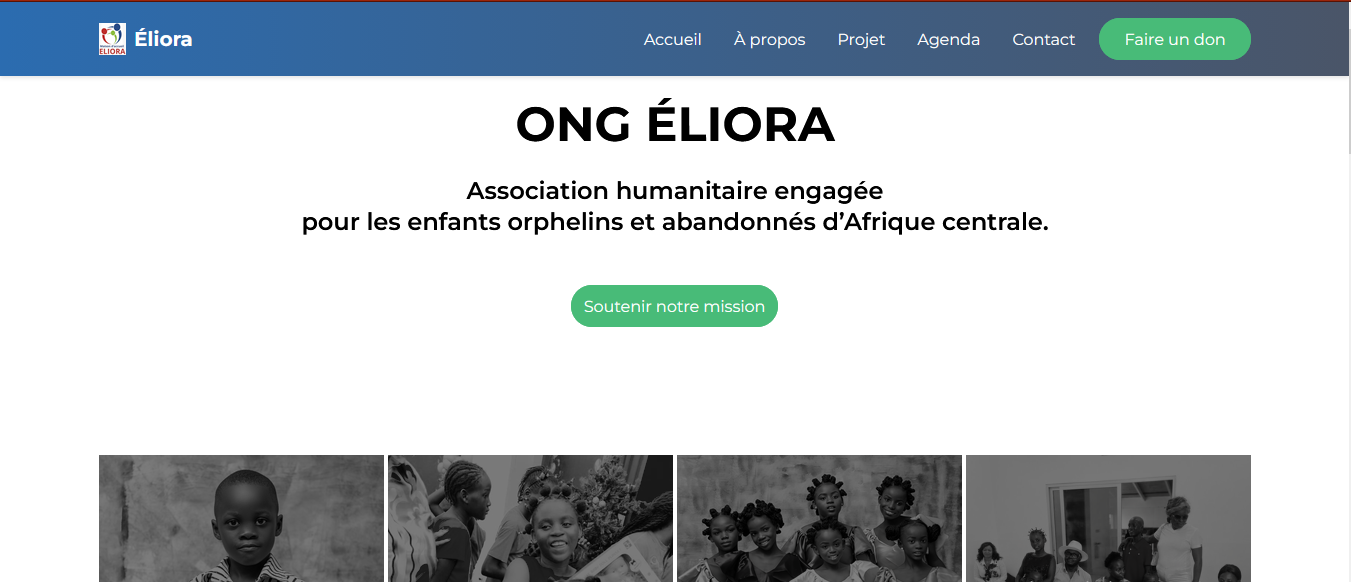 Aperçu du projet Eliora, site web associatif